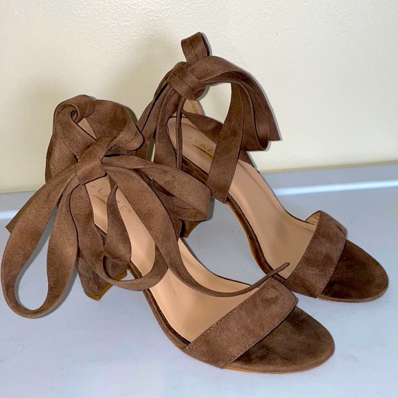 Glaze Shoes - Glaze Suede Wrap Up Block Heels